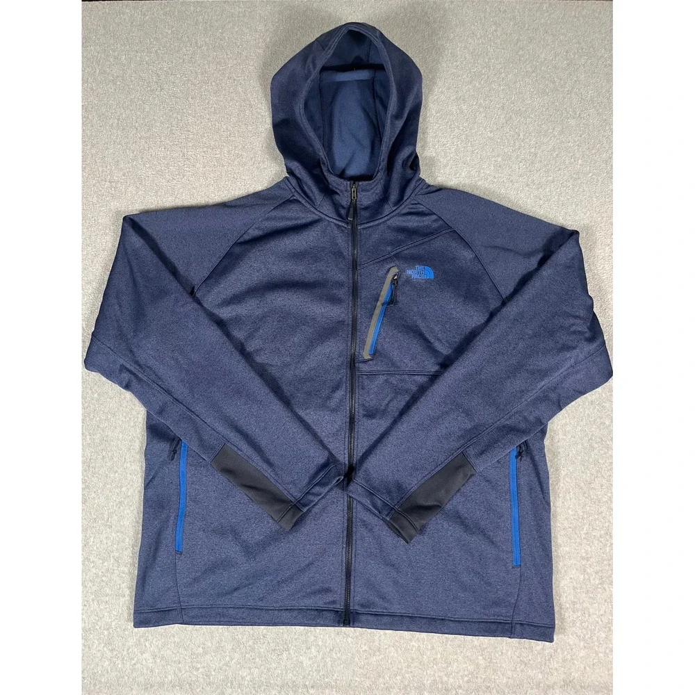 The North Face Mens Canyonlands XXL Blue Full Zip Fleece Hoodie Jacket A4G2 Navy